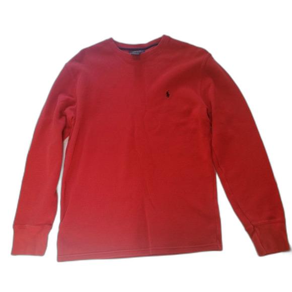 Men’s Polo Ralph Lauren Sweater Shirt Red Size Medium Cotton - Picture 1 of 5